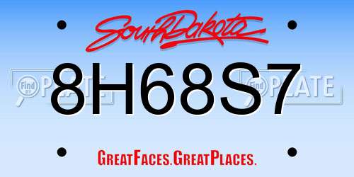 8H68S7 South Dakota License Plate