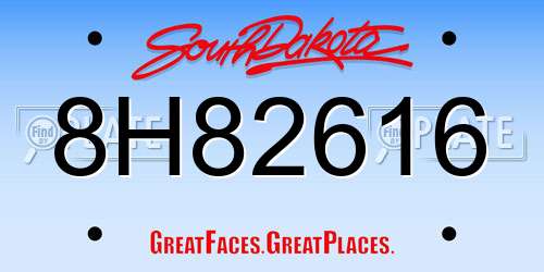 8H82616 South Dakota License Plate