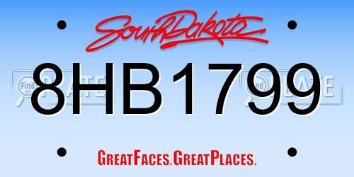 8HB1799 South Dakota License Plate