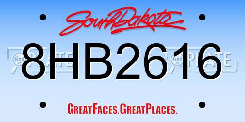 8HB2616 South Dakota License Plate