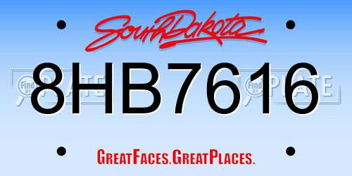 8HB7616 South Dakota License Plate