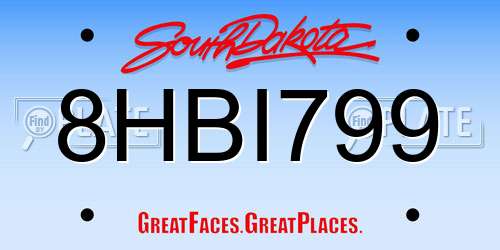 8HBI799 South Dakota License Plate