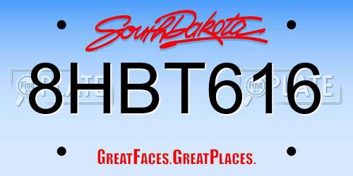 8HBT616 South Dakota License Plate