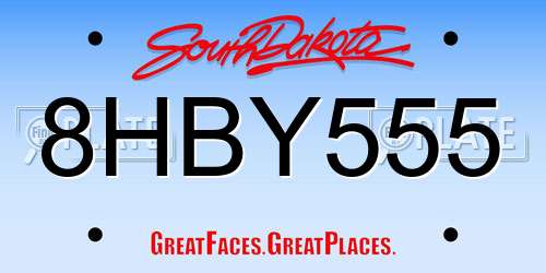 8HBY555 South Dakota License Plate