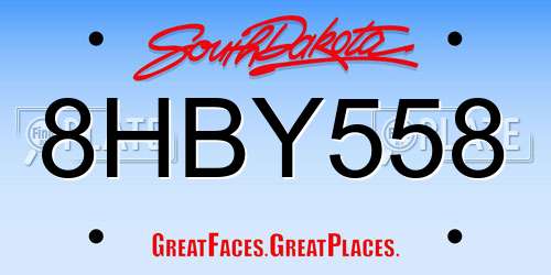 8HBY558 South Dakota License Plate