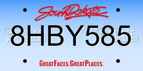 8HBY585 South Dakota License Plate