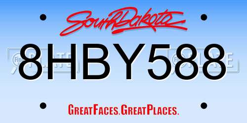 8HBY588 South Dakota License Plate