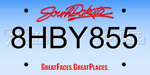 8HBY855 South Dakota License Plate
