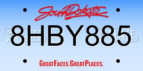 8HBY885 South Dakota License Plate