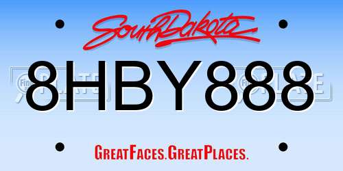 8HBY888 South Dakota License Plate
