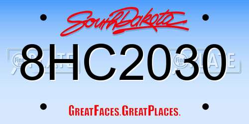 8HC2030 South Dakota License Plate