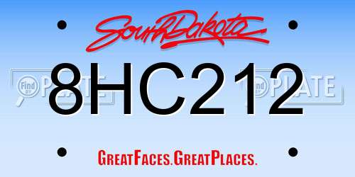 8HC212 South Dakota License Plate