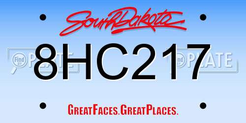 8HC217 South Dakota License Plate