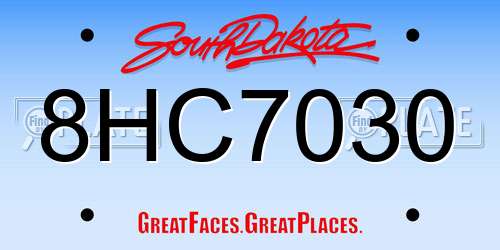 8HC7030 South Dakota License Plate