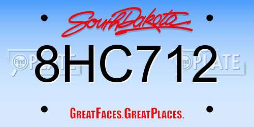 8HC712 South Dakota License Plate