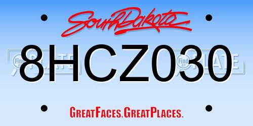 8HCZ030 South Dakota License Plate