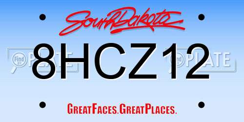 8HCZ12 South Dakota License Plate