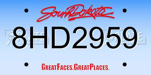 8HD2959 South Dakota License Plate