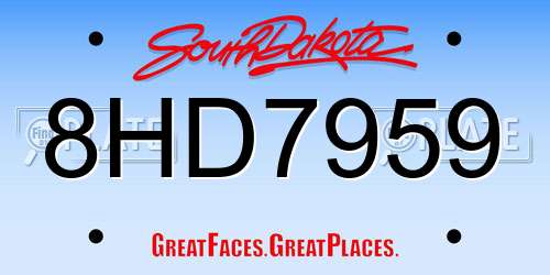 8HD7959 South Dakota License Plate