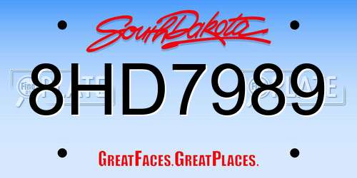 8HD7989 South Dakota License Plate