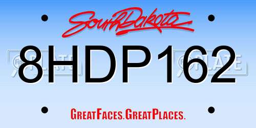 8HDP162 South Dakota License Plate