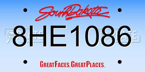 8HE1086 South Dakota License Plate