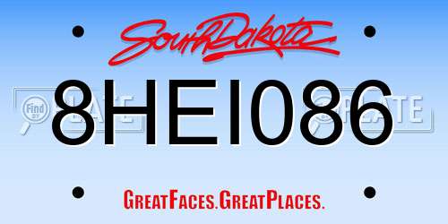 8HEI086 South Dakota License Plate