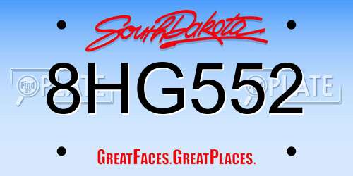 8HG552 South Dakota License Plate