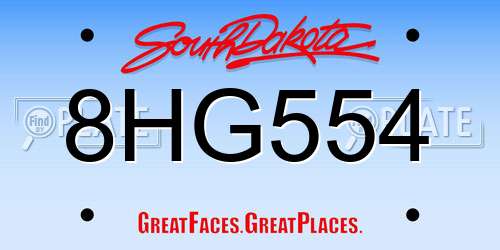 8HG554 South Dakota License Plate