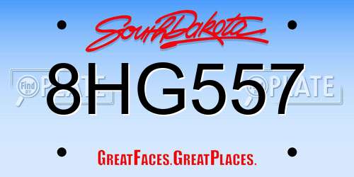 8HG557 South Dakota License Plate