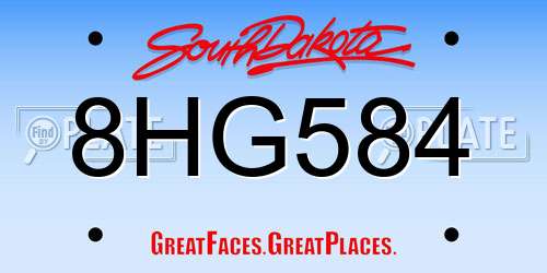 8HG584 South Dakota License Plate