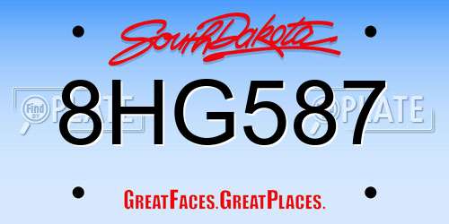 8HG587 South Dakota License Plate