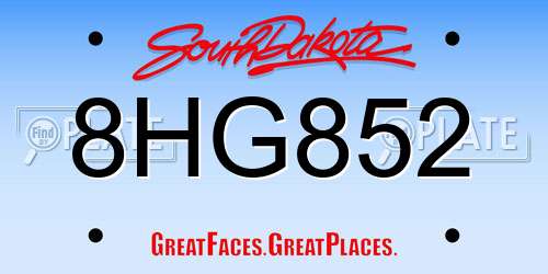 8HG852 South Dakota License Plate