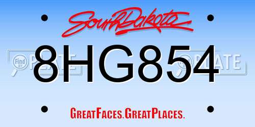 8HG854 South Dakota License Plate