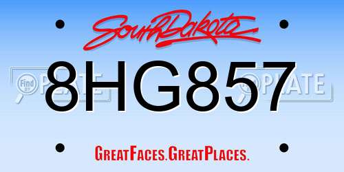 8HG857 South Dakota License Plate