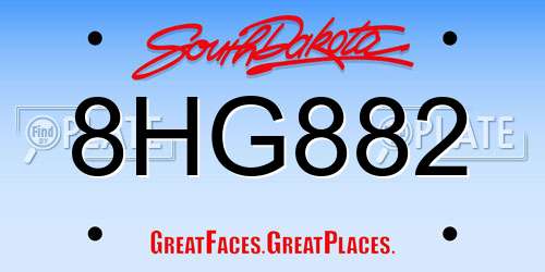 8HG882 South Dakota License Plate