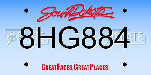 8HG884 South Dakota License Plate