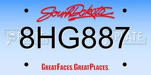 8HG887 South Dakota License Plate