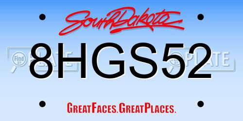 8HGS52 South Dakota License Plate