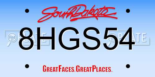 8HGS54 South Dakota License Plate