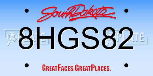 8HGS82 South Dakota License Plate