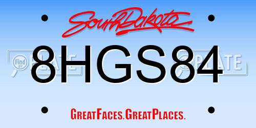 8HGS84 South Dakota License Plate