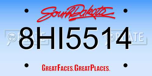 8HI5514 South Dakota License Plate