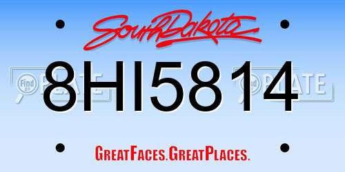 8HI5814 South Dakota License Plate