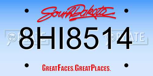 8HI8514 South Dakota License Plate