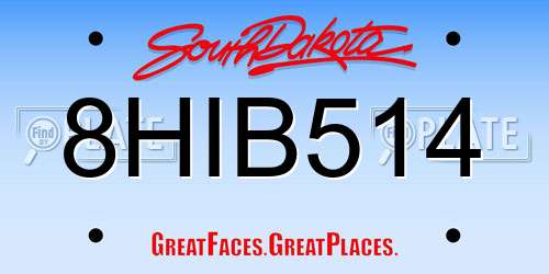 8HIB514 South Dakota License Plate