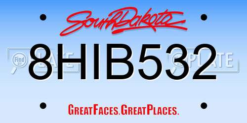 8HIB532 South Dakota License Plate