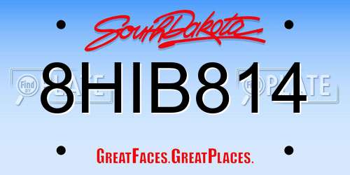 8HIB814 South Dakota License Plate