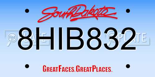 8HIB832 South Dakota License Plate