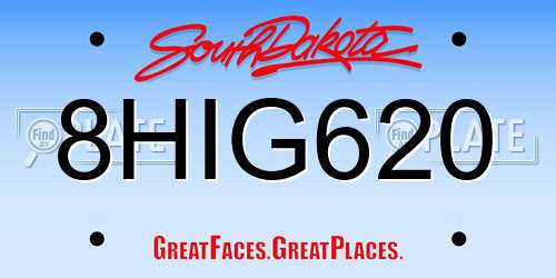 8HIG620 South Dakota License Plate